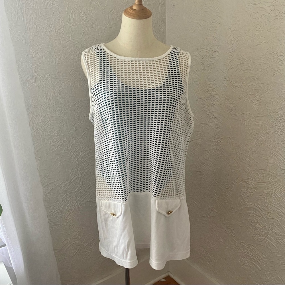 Vintage White Swim Suite Mesh Cover Up
